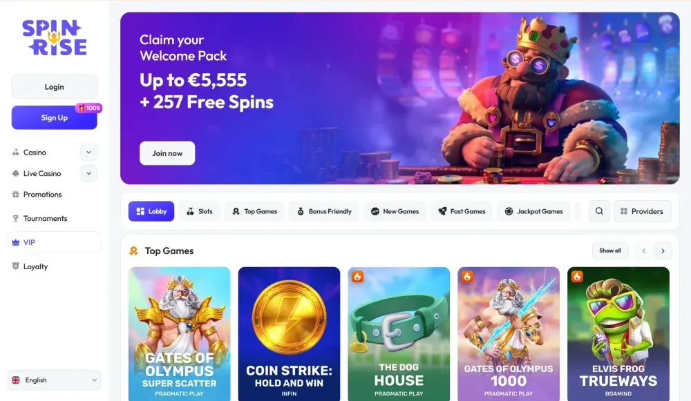 spinrise casino screen